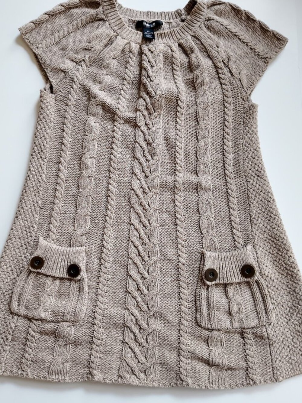 Style Co Baby Doll Sweater Dress Cable Knit Y2K Twee Brown Size Petites Large